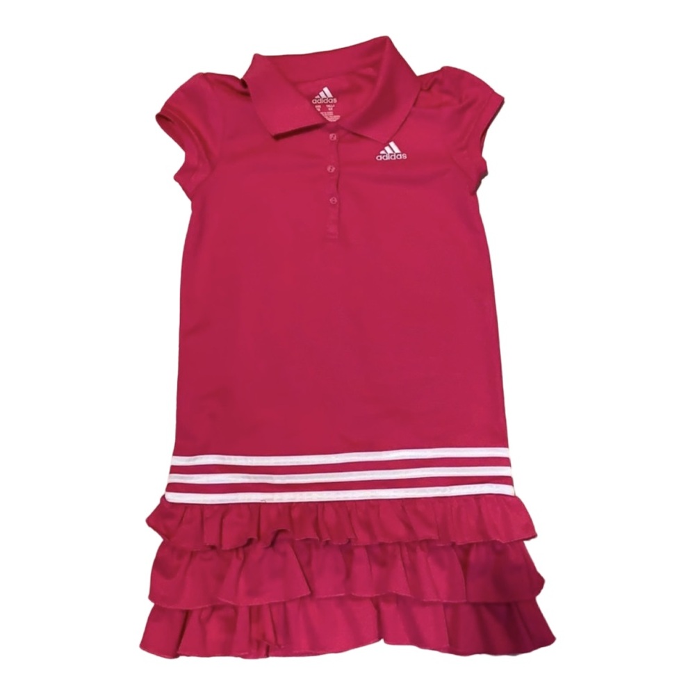 Adidas Girls Pink Ruffle Polo Dress